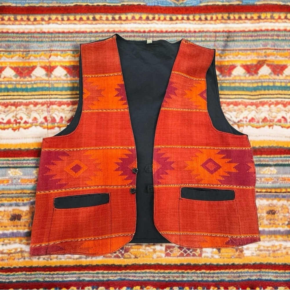 Western Vintage Large Vest Native Indian Woven Medicine Man’s Eye